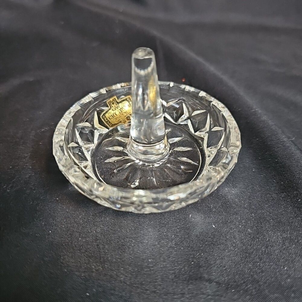Vintage Crystal Zajecar 24% Lead Crystal Ring Holder Trinket Dish Yugoslavia